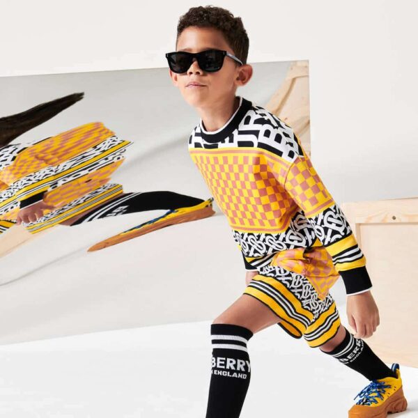 Burberry Kids Boys Yellow Montage Logo Sweatshirt Bermuda Shorts