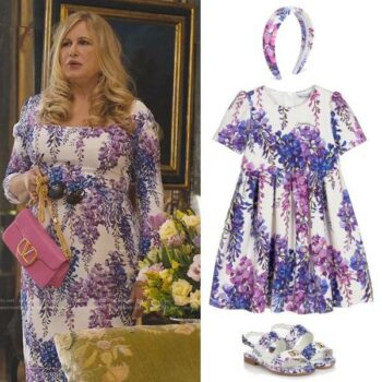 Jennifer Coolidge White Lotus Dolce Gabbana Girls Mini Me Purple Flower Wisteria Dress