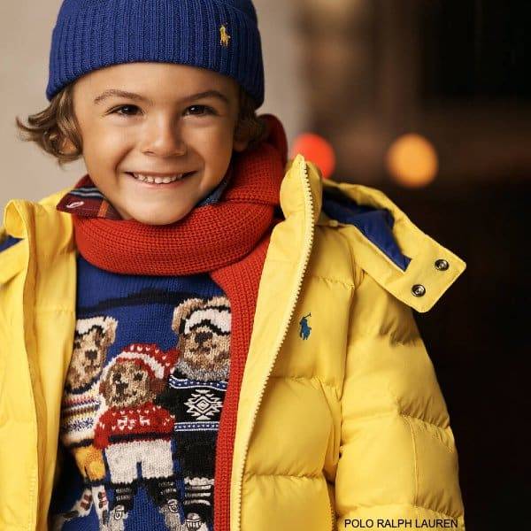 Polo Ralph Lauren Boys Blue Bear Ski Knit Sweater