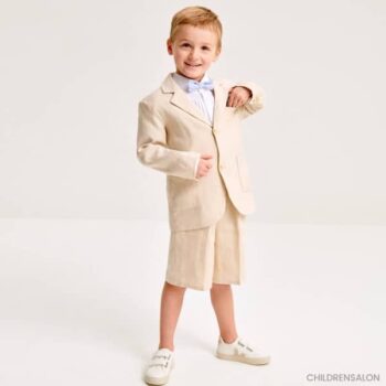 Childrensalon Occasions Boys EID Beige Linen Shorts Suit