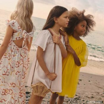 Chloe Kids Girls EID Pink Yellow Macrame Mini Me Party Dress