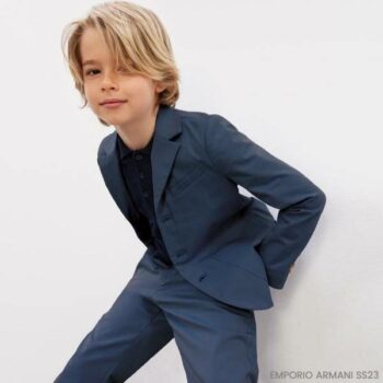Emporio Armani Kids Boys EID Navy Blue Cotton Mini Me Suit