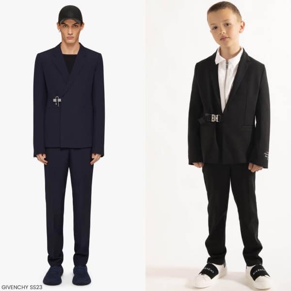Givenchy Paris Kids Boys Mini Me Black Milano 4G Buckle Blazer Suit