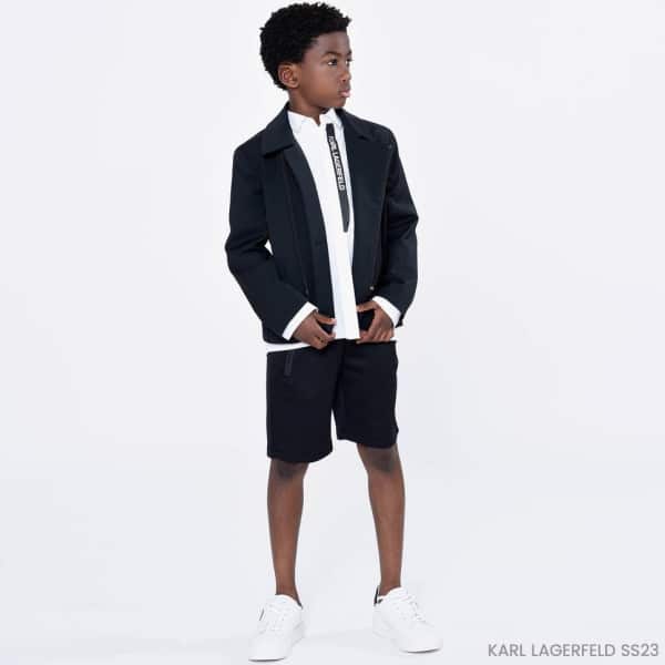 Karl Lagerfeld Kids Boys Black Blazer Jacket Short Suit