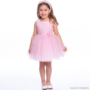 David Charles Girls EID Pink Tulle Polka Dot Summer Party Dress