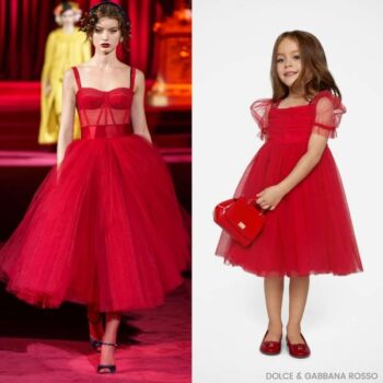 Dolce Gabbana Girls Mini Me Red EID Tulle DG Party Dress