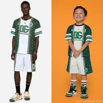 Dolce Gabbana Kids Boys Mini Me EID Green White Sport Varsity Shirt Shorts Outfit