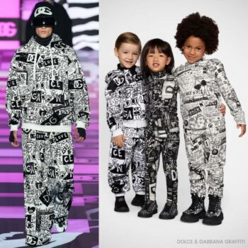 Dolce Gabbana Kids Mini Me Black White Graffiti Sweatshirt Jogger Pants