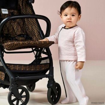 Fendi Baby Light Pink Quilted FF Babysuit Hat Bib Gift Set