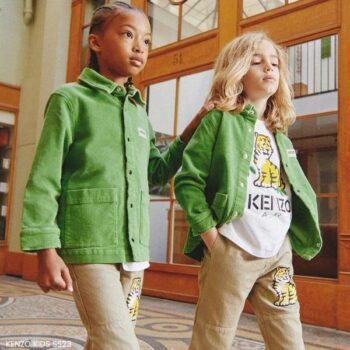 KENZO Kids Boys Green Corduroy Eid KOTORA Tiger Shirt Beige Cargo Pants