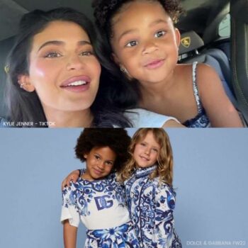 Kylie Jenner Stormi Webster Dolce Gabbana Majolica White Blue Dress Tiktok