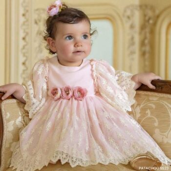 Patachou Baby Girls Pink Embroidered Tulle Party Dress