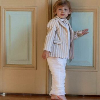 Patachou Kids Boys EID Beige Ivory Stripe Linen Dress Suit