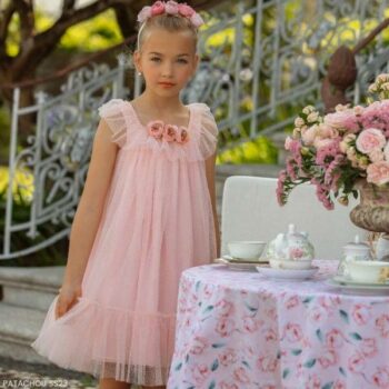 Patachou Kids Girls Pink Flower Tulle Sleeveless Summer Party Dress