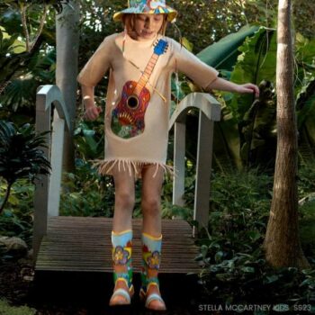 Stella McCartney Kids Girls EID Orange Guitar T Shirt Dress Cowboy Boots