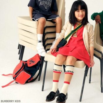 Burberry Kids Girls Beige Monogram Cardigan Red Check Polo Dress