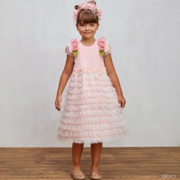Graci Girls EID Pink Layered Tulle Summer Party Dress