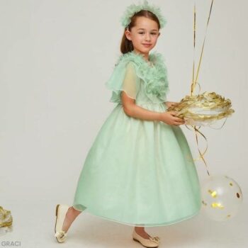 Graci Girls Mint Green Organza Flower Birthday Party Dress