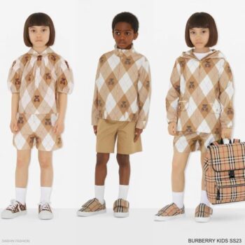 Burberry Kids Beige Thomas Bear Argyle Shirt Short Jacket Outfit Collection