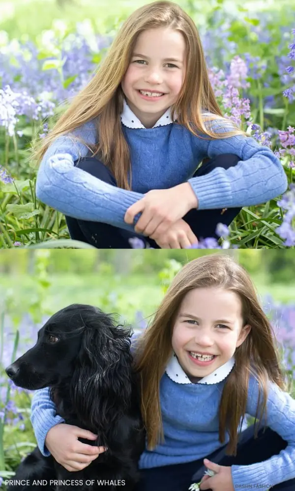 Princes Charlotte 7 Birthday Photo Blue Polo Ralph Lauren Cashmere Knit Sweater
