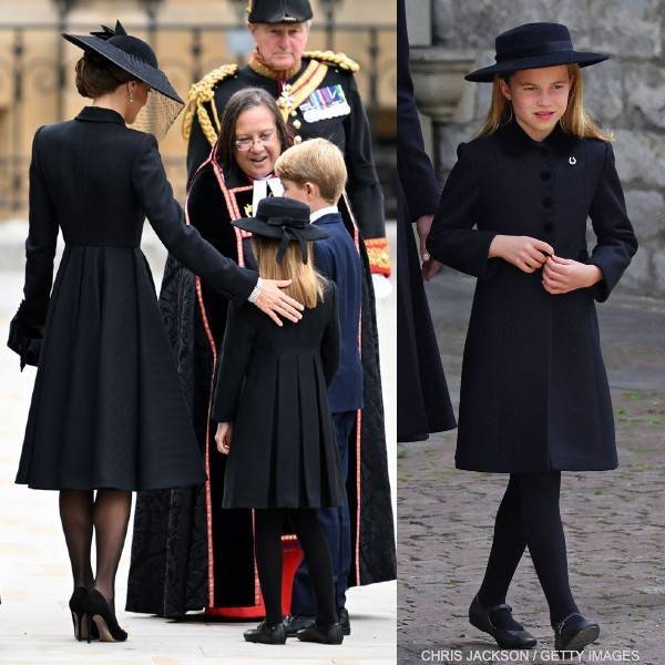 Princess Charlotte Ancar Black Wool Coat Queen Elizabeth Funeral