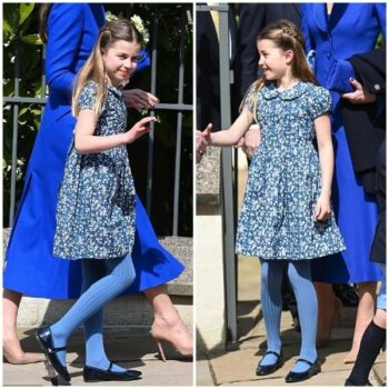 Princess Charlotte Rachel Riley Girls Navy Blue Mini Floral Frill Easter 2023 Dress