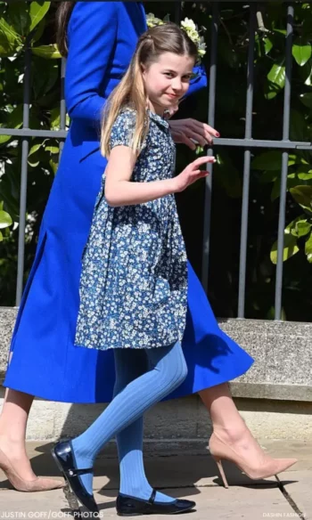 Princess Charlotte Rachel Riley Navy Blue Mini Floral Frill Easter Dress