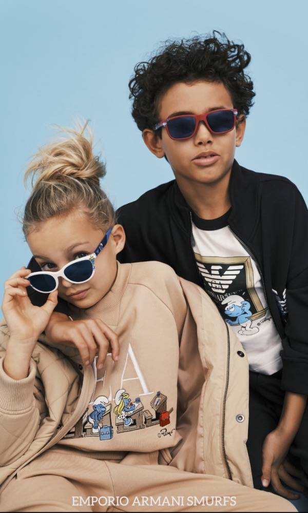 Emporio Armani Kids Smurfs White Tshirt Black Tracksuit Sunglasses