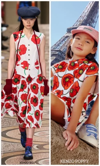 Kenzo Kids Girls Mini Me Red White Poppy Flower Dress