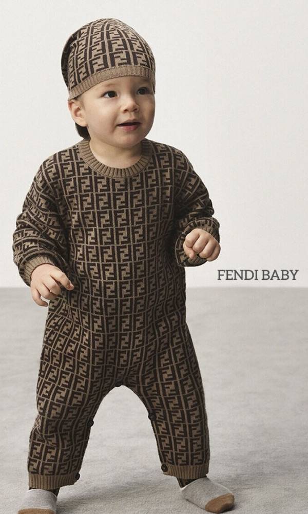 Fendi Baby Brown Knit Cashmere Playsuit