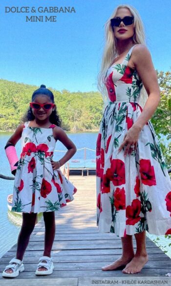 Khloe Kardashian True Thompson Dolce Gabbana Girls Mini Me White Red Poppy Party Dress