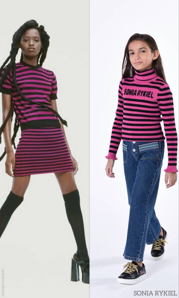 Sonia Rykiel Kids Girls Mini Me Pink Black Stripe Wool Sweater Outfit
