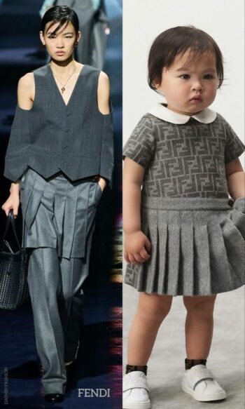 Fendi Baby Girl Grey Skirt Dress Mini Me FF Runway Outfit