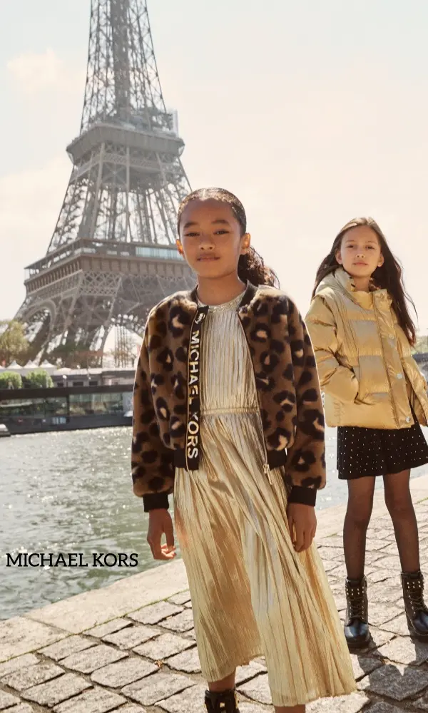 Michael Kors Kids Girls Beige Leopard Faux Fur Jacket