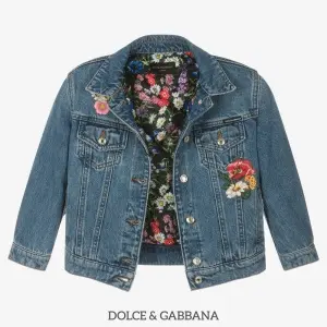 Lea Cooper Dolce Gabbana Girls Blue Flower Denim Jacket