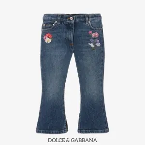 Lea Cooper Dolce Gabbana Girls Blue Flower Denim Jeans