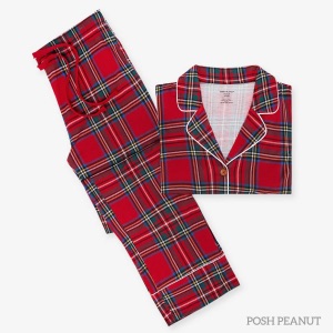 Paris Hilton Christmas Posh Peanut Womens Red Tartan Plaid Pajamas