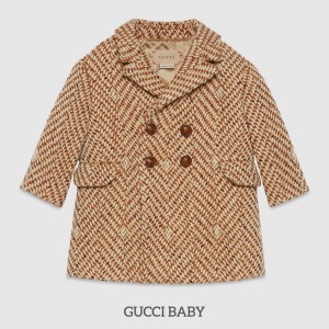 Rihanna Son RZA Gucci Baby Beige Square G Wool Coat