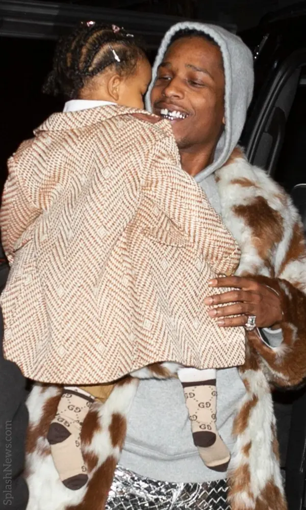 Rihanna Son RZA Gucci Kids Beige Square G Wool Coat