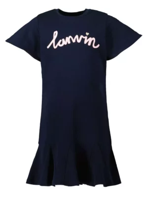 True Thompson Lanvin Girls Navy Blue Logo Short Sleeve Dress