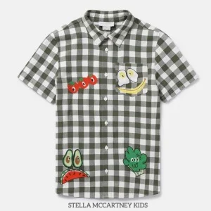 Stella McCartney Kids Boys Green Gingham Check Veggie Shirt