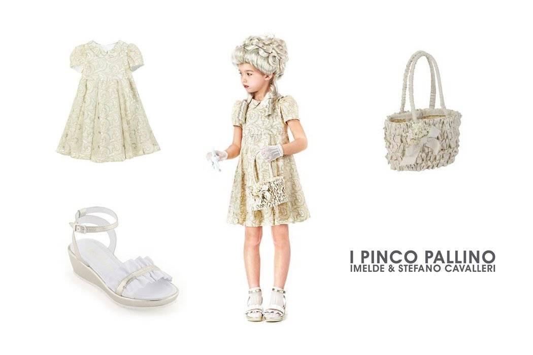 I Pinco Pallino Golden Lace Dress Outfit