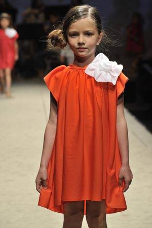 IL GUFO SS14 pitti bimbo girl orange dress
