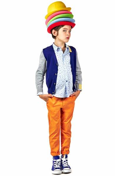 Shop paul smith junior boys blue cardigan orange jeans outfit at Melijoe