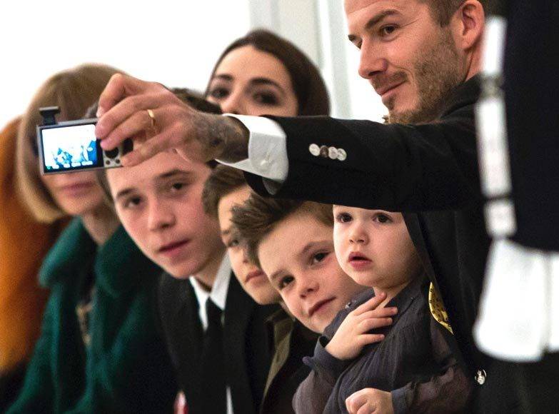 Beckham Family Selfie Front Row at New York Fashion Week Fall Winter 2014