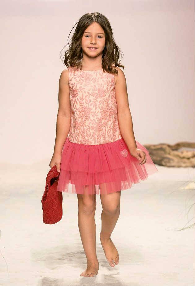 Miss Blumarine Pink Embroidered Dress with Tulle Skirt
