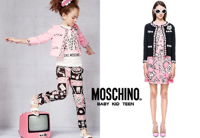 Moschino Cheap & Chic Spring Summer 2015 Girls Pink & Black Bone Outfit