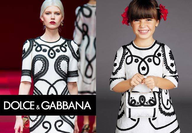 Dolce & Gabbana Milan Fashion Week Girls Spring Summer 2015 Mini-Me White Silk Brocade Dress Dress