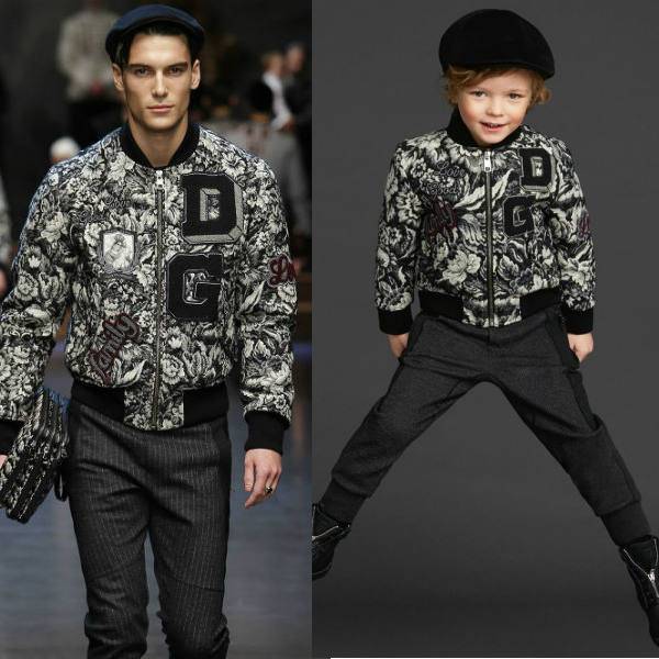 Dolce and Gabbana Boys Mini Me Floral Letter Jacket Fall Winter 2015
