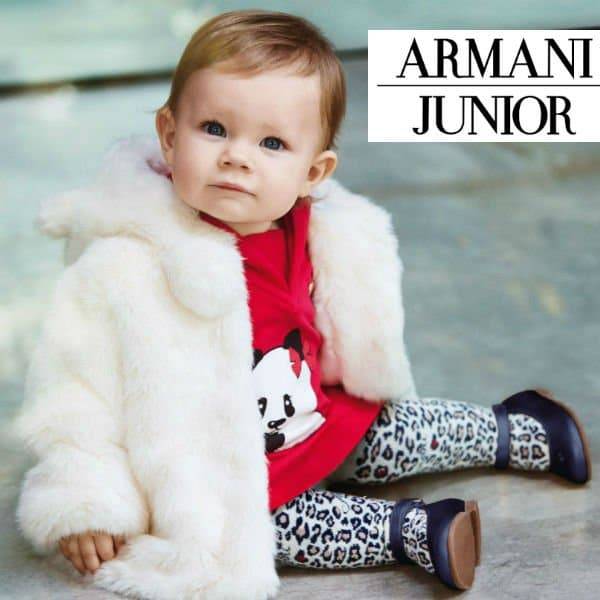 Armani Baby Girls Dark Pink Jersey Panda Dress